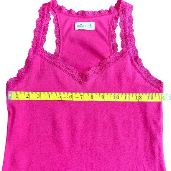 Hollister Y2K Pink Tank Top Lace Trim Coquette Dainty Size L - Picture 6 of 6